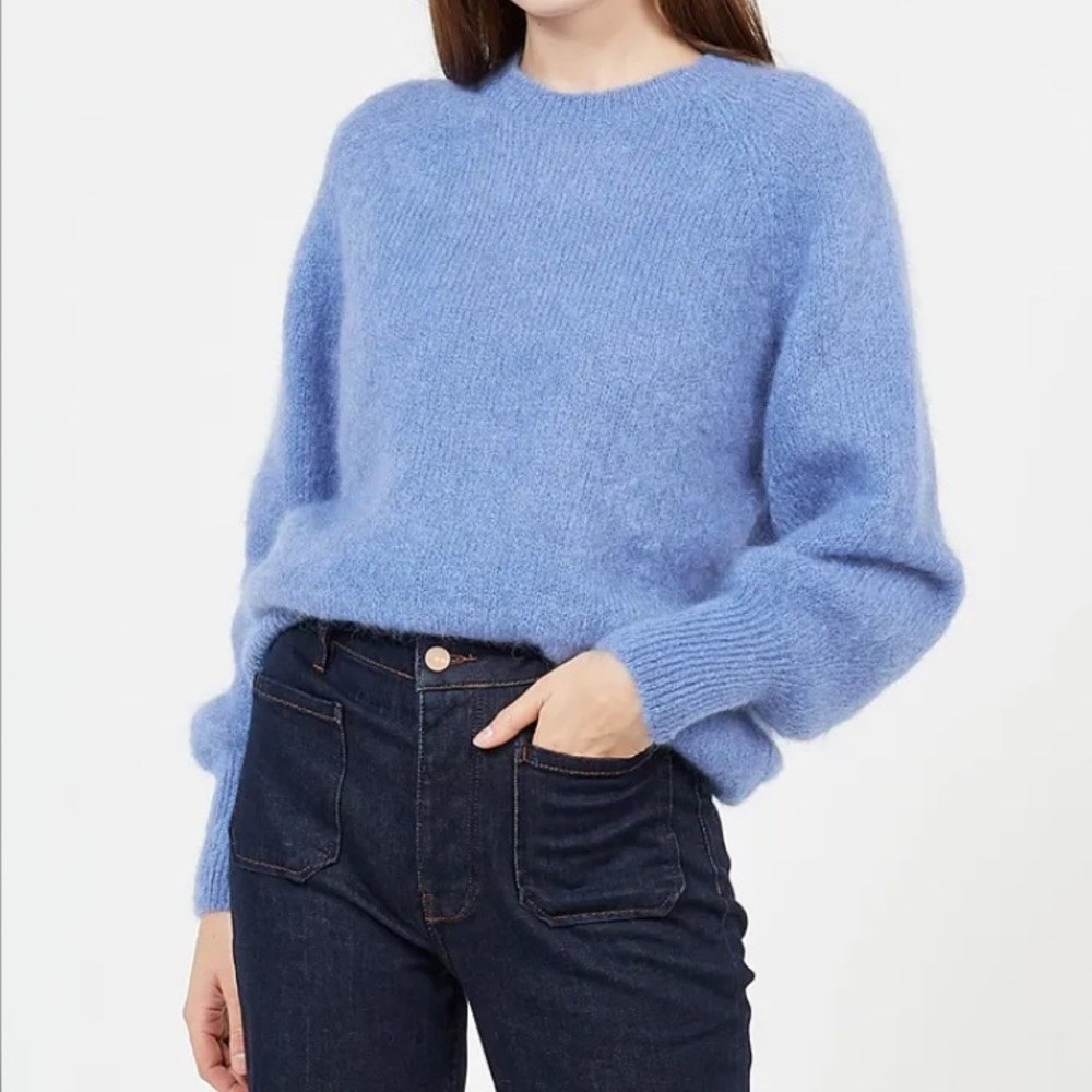H&M Light Blue Fuzzy Crewneck Sweater